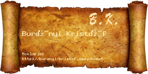 Burányi Kristóf névjegykártya